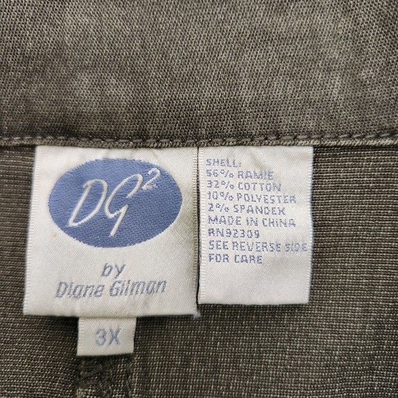 DG2 by Diane Gilman Olive Green Denim Jacket Women Size 3X Long Sleeve Pockets - Picture 7 of 10
